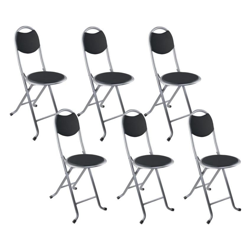 Pack 6 Taburetes Plegables con Respaldo 32x36x73.5cm 7house Taburetes 1