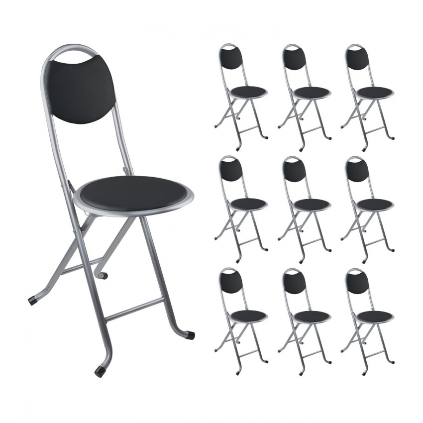 Pack 10 Taburetes Plegables con Respaldo 32x36x73.5cm 7house Taburetes 1