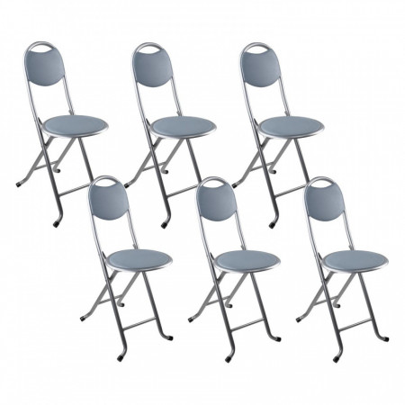 Pack 6 Taburetes Plegables con Respaldo 32x36x73.5cm 7house Taburetes 7