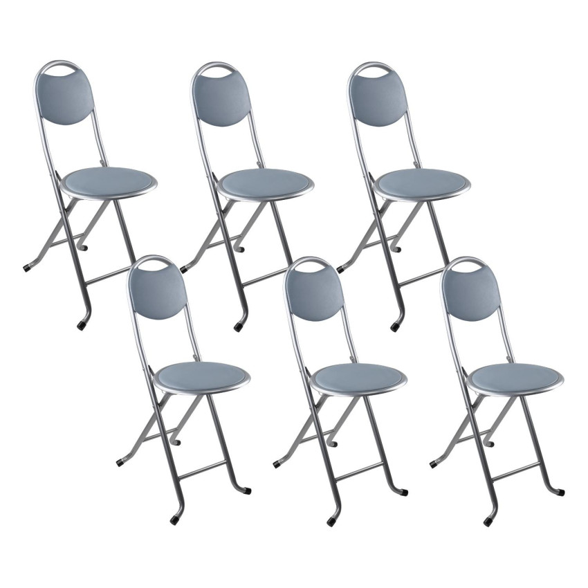 Pack 6 Taburetes Plegables con Respaldo 32x36x73.5cm 7house Taburetes 7