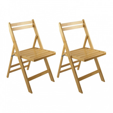 Pack 2 Cadeiras dobráveis em madeira de bambu Biano 46x44x78cm O91