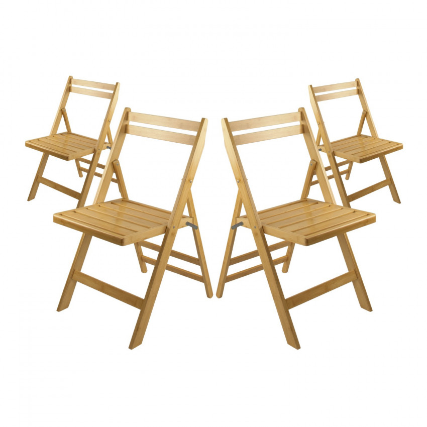 Pack 4 Sillas Plegables de Madera de Bambú Biano 46x44x78cm O91 Sillas Plegables 1