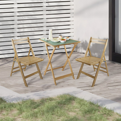 Mesa Plegable de Bambú Barnizada Biano 60x60x75cm 7house Mesas de Jardín 5
