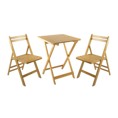 Conjunto de Terraza Plegable Mesa Cuadrada y 2 Sillas Biano Madera de Bambú 7house Conjuntos para Terrazas 1