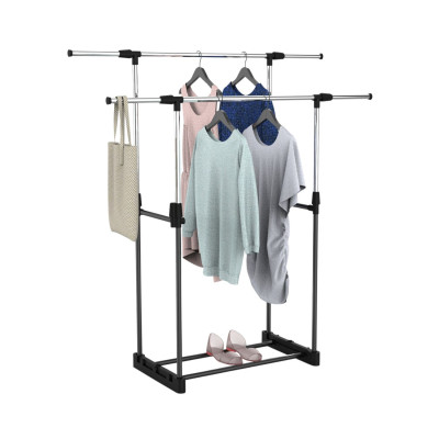 Burro Perchero Doble con Zapatero Hebdo Plateado/Negro 172x41x157cm Thinia Home Percheros 2