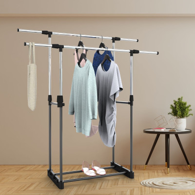 Burro Perchero Doble con Zapatero Hebdo Plateado/Negro 172x41x157cm Thinia Home Percheros 3