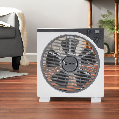 Ventilador de Suelo 12" 30cm 50W 3 Velocidades Box Blanco/Gris Raydan Home Ventiladores de Sobremesa 3
