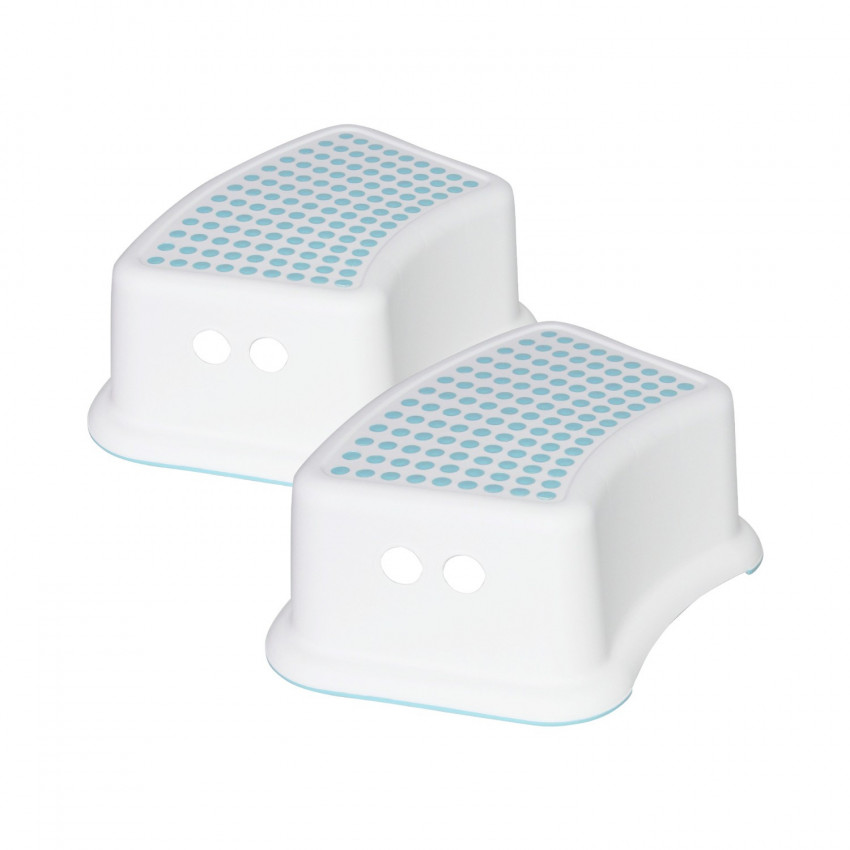 Pack de 2 Escalones Infantiles de 1 Peldaño 35x25x13cm TinySteps Blanco/Azul 7house Escaleras 1