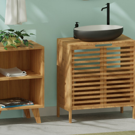 Mueble para Lavabo en Bambú con 2 Niveles Canoply 59.1x28x60.5cm 7house Cómodas y Cajoneras 5