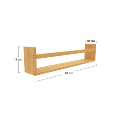 Estante de Pared en Bambú Canoply 14x57x10cm 7house Estanterías 2