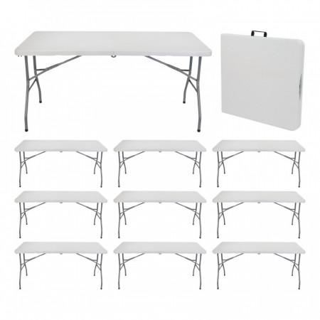 MegaPack 10 Mesas Plegables Rectangulares para Catering Blanco 150x74cm Thinia Home Mesas Plegables 1