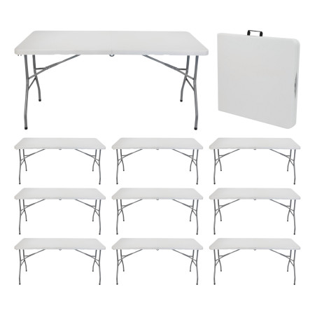 MegaPack: 10 rechteckige Klapptische für das Catering, weiß, 150 x 74 cm Thinia Home
