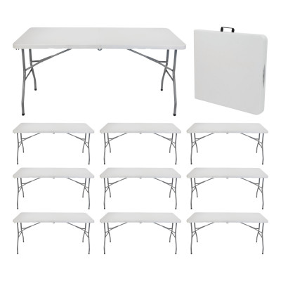 MegaPack: 10 rechteckige Klapptische für das Catering, weiß, 150 x 74 cm Thinia Home