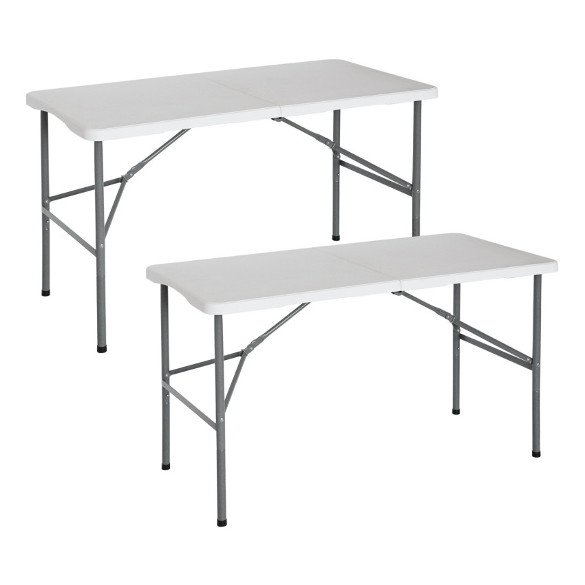 Pack 2 Mesas Plegables para Camping Blanco 122x74cm Thinia Home Mesas de Jardín 1