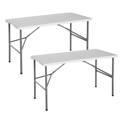 Pack 2 Mesas Plegables para Camping Blanco 122x74cm Thinia Home Mesas de Jardín 1