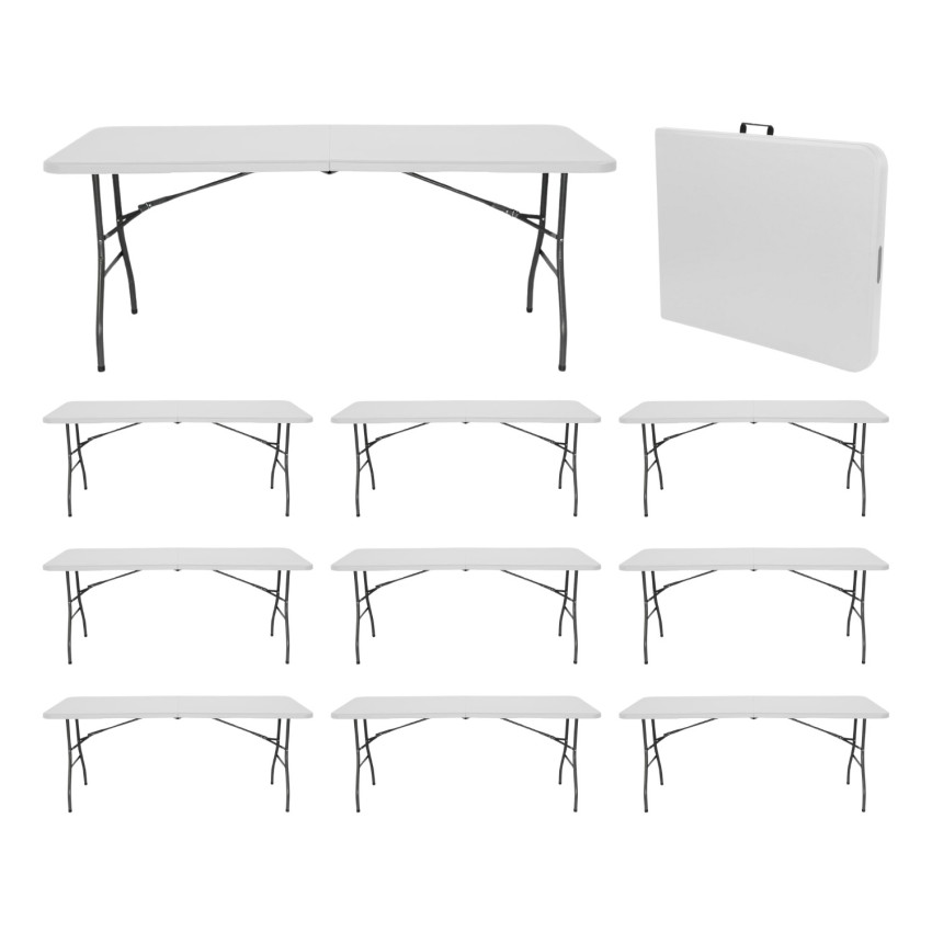MegaPack 10 Mesas Plegables Rectangulares para Catering Blanco 240x74cm Thinia Home Mesas Plegables 1