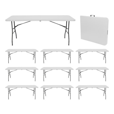 MegaPack 10 Mesas Plegables Rectangulares para Catering Blanco 240x74cm Thinia Home Mesas Plegables 1
