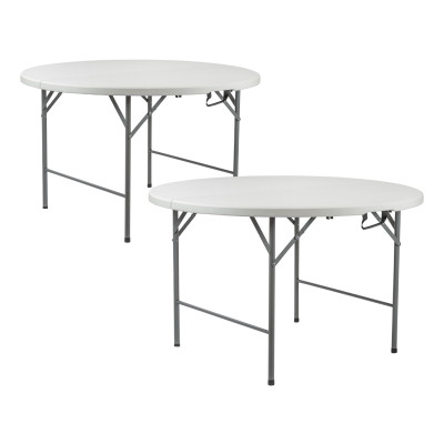 Pack 2 Mesas Plegables Redondas para Catering Efecto Granito 150x74cm Thinia Home Mesas de Jardín 1
