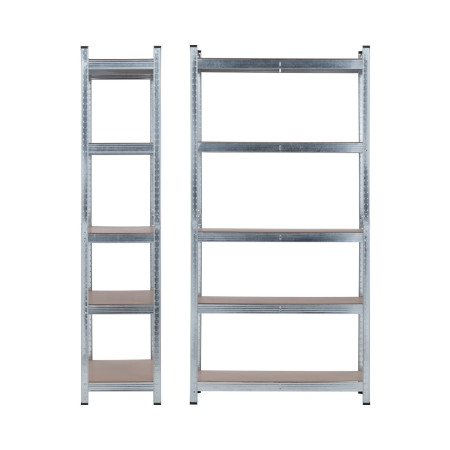 Conjunto de 2 estantes modulares metálicas com 5 prateleiras, capacidade de 875 kg, prateadas, 90 x 40 x 180 cm 7house
