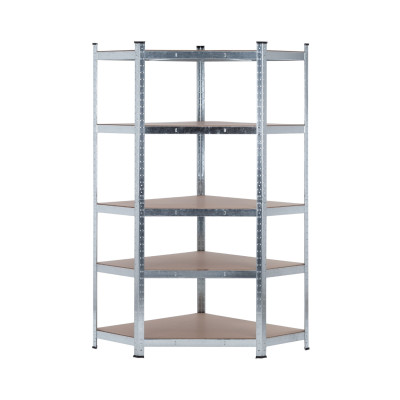 Estantería Esquinera Modular Metálica con 5 Baldas 875kg Plateado 80x40x180cm 7house Estanterías 1