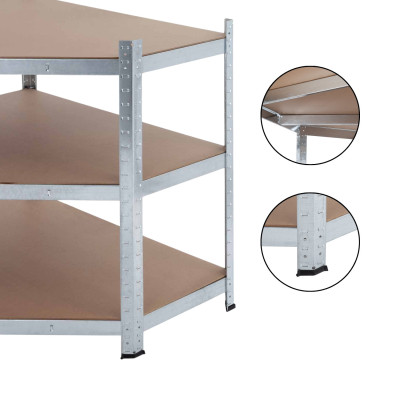 Estantería Esquinera Modular Metálica con 5 Baldas 875kg Plateado 80x40x180cm 7house Estanterías 4