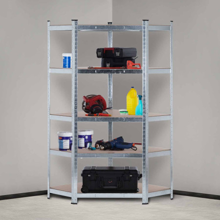 Estantería Esquinera Modular Metálica con 5 Baldas 875kg Plateado 80x40x180cm 7house Estanterías 7