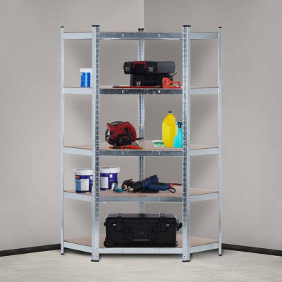 Estantería Esquinera Modular Metálica con 5 Baldas 875kg Plateado 80x40x180cm 7house Estanterías 7