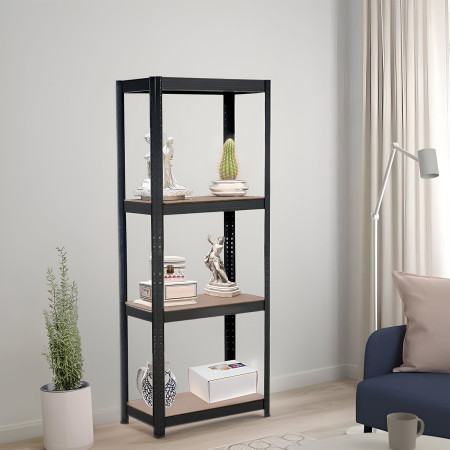 Scaffale modulare in metallo con 4 ripiani, portata 240 kg, nero, 60x30x148 cm 7house