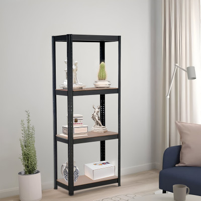 Scaffale modulare in metallo con 4 ripiani, portata 240 kg, nero, 60x30x148 cm 7house