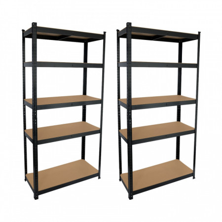 Pack 2 Estantes metálicas modulares com 5 prateleiras 875kg 90x40x180cm O91