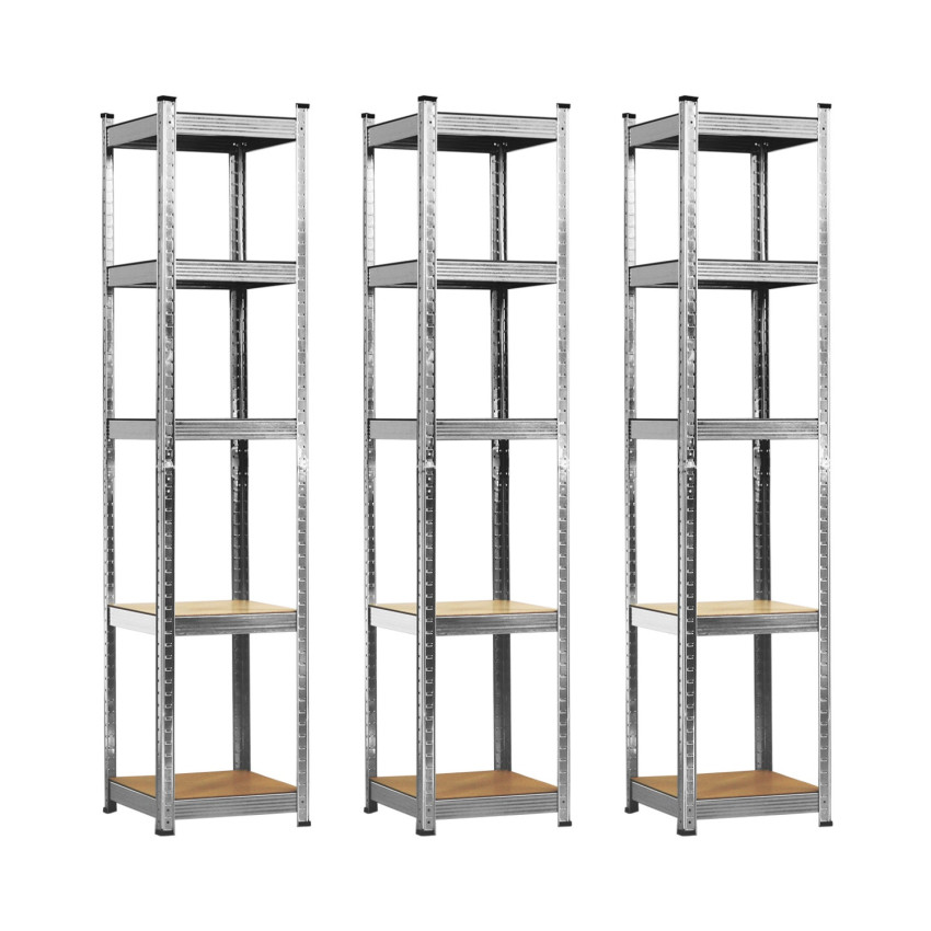 Conjunto de 3 estantes modulares com 5 prateleiras ajustáveis, 180 x 40 x 40 cm, 175 kg 7house