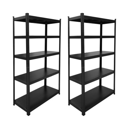 Lot de 2 rayonnages modulaires en métal avec 5 tablettes, capacité de charge de 875 kg, noir, 90 x 40 x 180 cm 7house