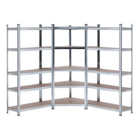 Set aus 2 modularen Regalen und 1 Eckregal mit 5 Fachböden, 2.625 kg, 136 × 40 × 180 cm Thinia Home