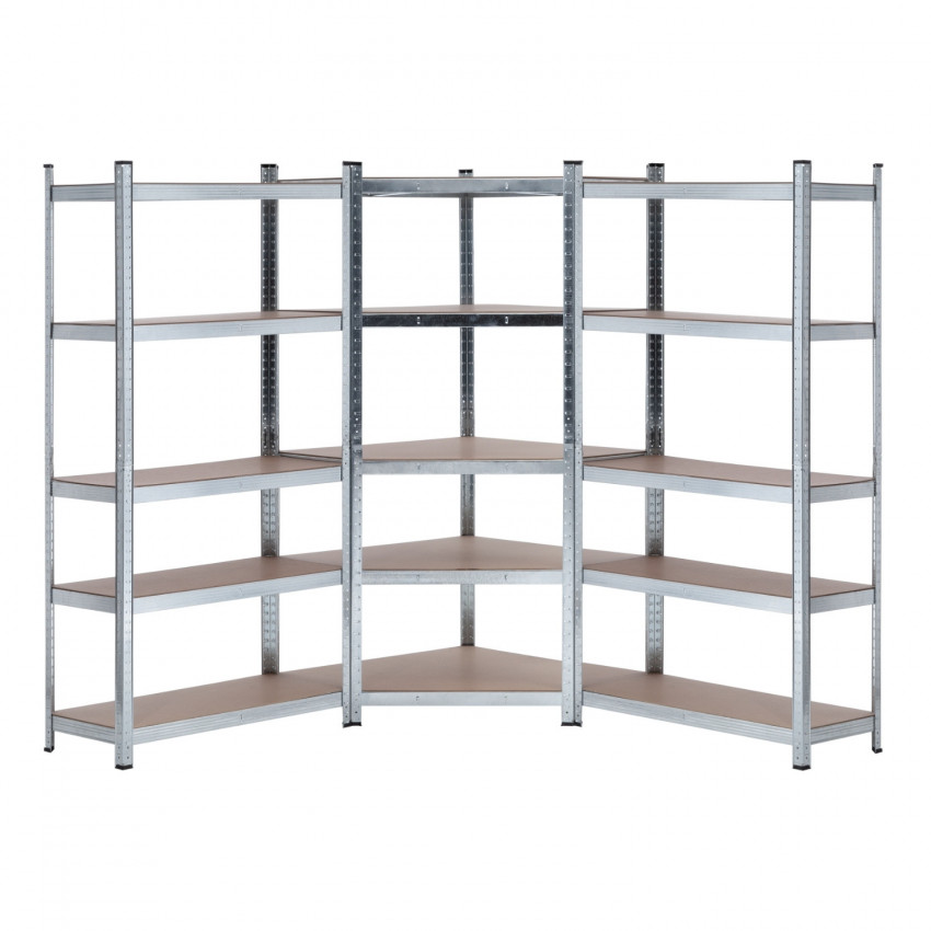 Pack 2 Estanterías Modulares y 1 Esquinera con 5 baldas 2625kg 136x40x180cm Thinia Home Estanterías 1 Pack 2 Estanterías Modulares y 1 Esquinera con 5 baldas 2625kg 136x40x180cm Thinia Home Estanterías 1