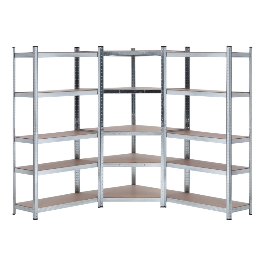 Set composto da 2 scaffali modulari e 1 scaffale angolare con 5 ripiani, portata 2625 kg, dimensioni 136 x 40 x 180 cm Thinia Ho