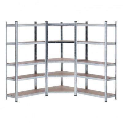 Pack 2 Estanterías Modulares y 1 Esquinera con 5 baldas 2625kg 136x40x180cm Thinia Home Estanterías 1