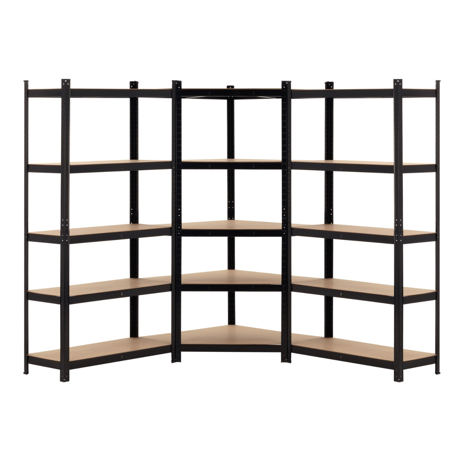 Pack 2 Estanterías Modulares y 1 Esquinera con 5 baldas 2625kg 136x40x180cm Thinia Home