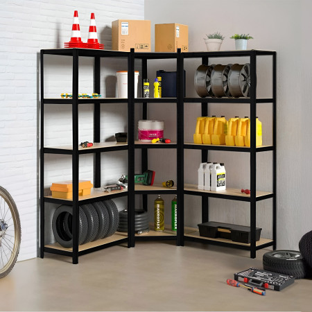 Pack 2 Estanterías Modulares y 1 Esquinera con 5 baldas 2625kg 136x40x180cm Thinia Home Estanterías 14