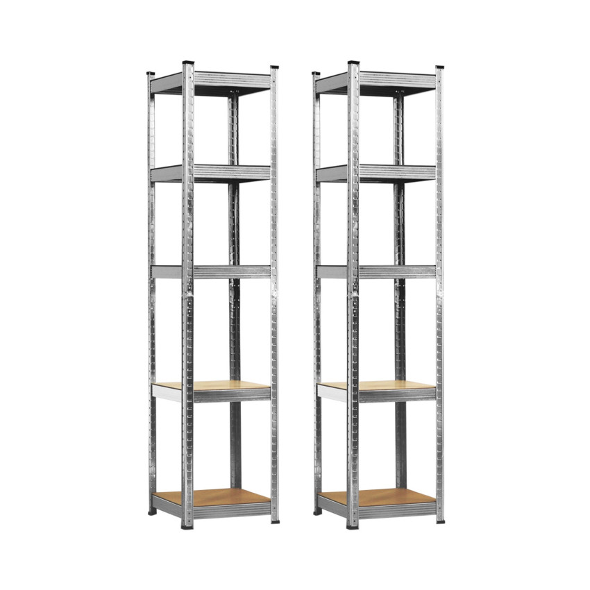 Set di 2 scaffali modulari con 5 ripiani regolabili, 180 x 40 x 40 cm, 175 kg Thinia Home