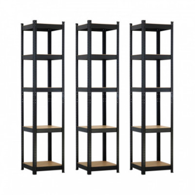 Pack 3 Estanterías Modulares con 5 Baldas Ajustables 180x40x40cm 175Kg Thinia Home Estanterías 8