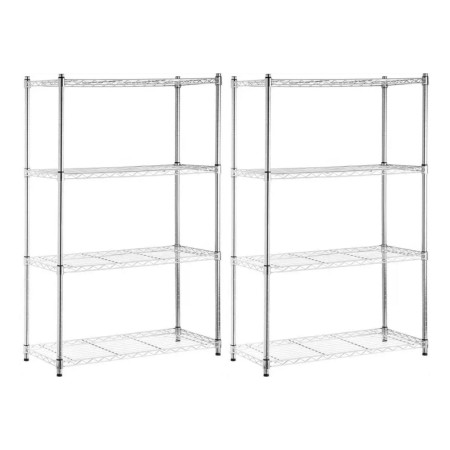 2er-Set Stangenregale mit 4 Ebenen, 100 kg Tragkraft, 90 x 35 x 137 cm Thinia Home