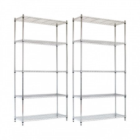 Pack 2 Estanterías de Varilla de 5 Niveles 125kg 182.8x91.4x35.5cm Thinia Home Estanterías 1