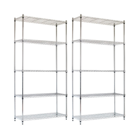 Pack 2 Estanterías de Varilla de 5 Niveles 125kg 182.8x91.4x35.5cm Thinia Home Estanterías 1