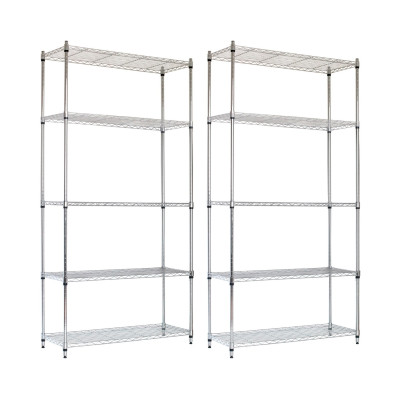 Lot de 2 étagères à tiges métalliques à 5 niveaux, capacité de 125 kg, 182.8x91.4x35.5cm Thinia Home