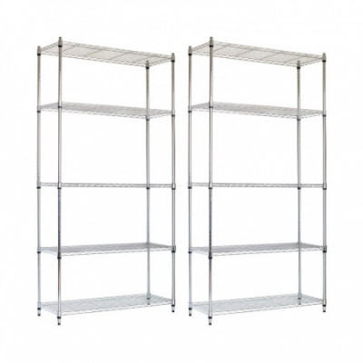 Pack 2 Estanterías de Varilla de 5 Niveles 125kg 182.8x91.4x35.5cm Thinia Home Estanterías 1