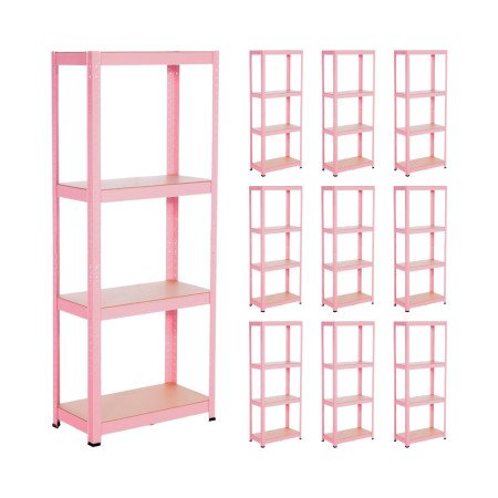 MegaPack 10 Estanterías Modulares Metálicas con 4 Baldas 240kg 60x30x148cm Thinia Home Estanterías 1