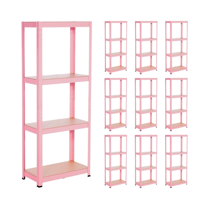 MegaPack 10 Estanterías Modulares Metálicas con 4 Baldas 240kg 60x30x148cm Thinia Home Estanterías 1