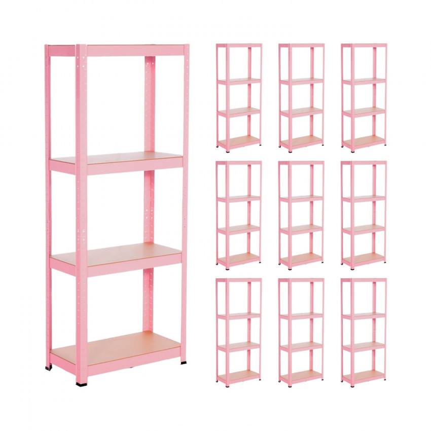 MegaPack 10 Estanterías Modulares Metálicas con 4 Baldas 240kg 60x30x148cm Thinia Home Estanterías 1