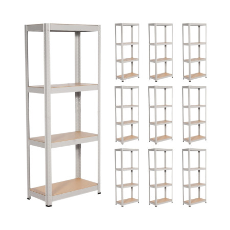 MegaPack 10 Estanterías Modulares Metálicas con 4 Baldas 240kg 60x30x148cm Thinia Home Estanterías 1