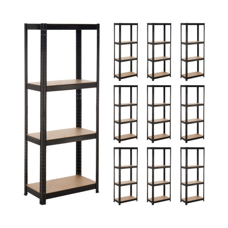 MegaPack 10 Estanterías Modulares Metálicas con 4 Baldas 240kg 60x30x148cm Thinia Home Estanterías 1